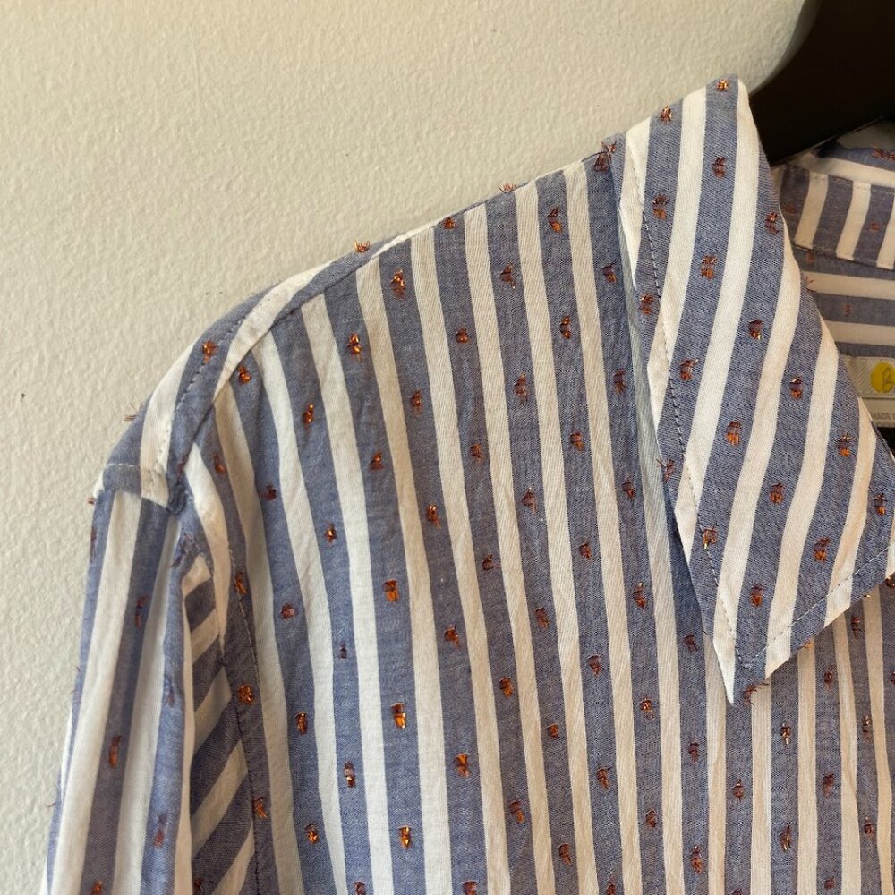 Boden Striped button-down blouse with copper metallic fleck - 16/18R - Picture 4 of 8